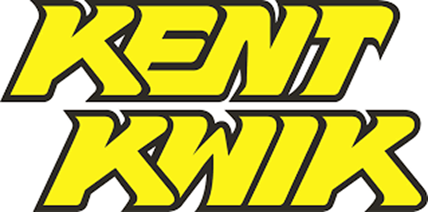 Kent Kwik logo in bold yellow stylized text with black outline.